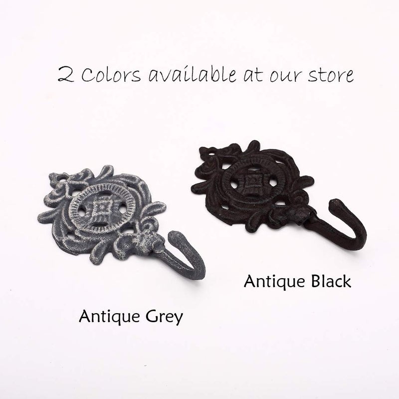 Ambipolar Indian Leaf Hook Antique Decorative Vintage Style Heavy Duty Wall Coat Hooks Pack of 3 .(Matt Grey) - Image 5